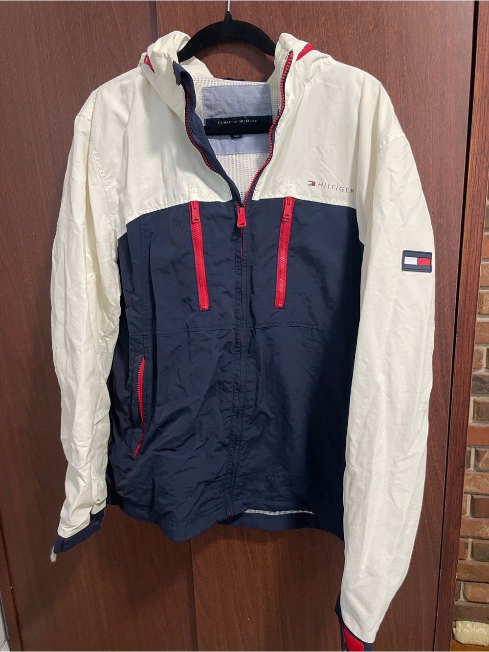 Tommy Hilfiger Navy, White & Red Hooded Windbreaker